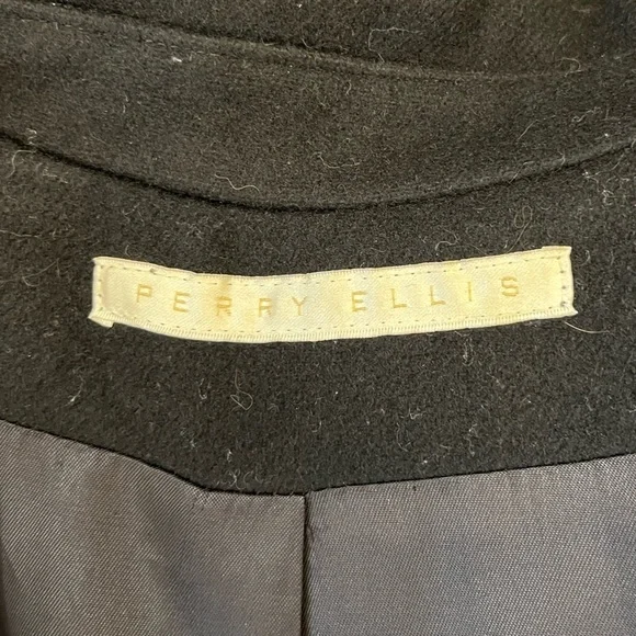 Perry Ellis Vintage Black Wool Military Peacoat USA Made Women’s 10 - Picture 9 of 17